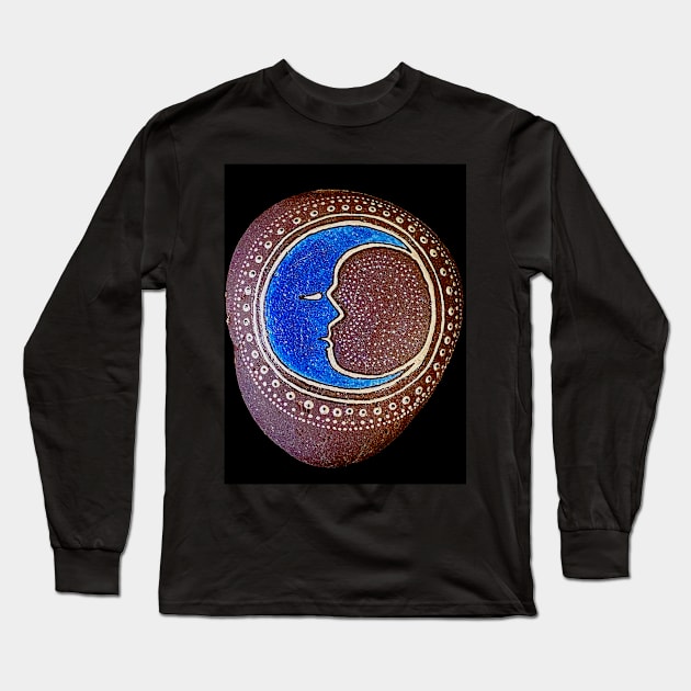 Blue Moon Mediation Rock By Julie Ann Stricklin Long Sleeve T-Shirt by Julie Ann Stricklin